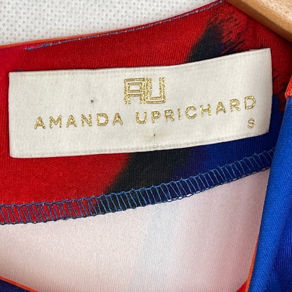 Amanda Uprichard Artsy Fit & Flare Scuba Dress Party Water Color Emily in Paris - Picture 4 of 6